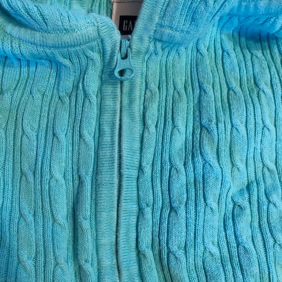Gap teal cable knit zip up sweater M - Picture 3 of 4